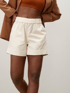 Everlane The Easy Short Pull on Shorts Cotton Blend Cream Bone Womens Size 2